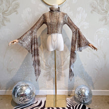 Load image into Gallery viewer, Snake Charmer (sequin mesh extra long cascade sleeve top)