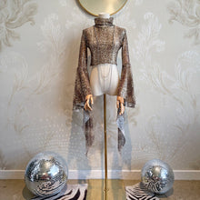 Load image into Gallery viewer, Snake Charmer (sequin mesh extra long cascade sleeve top)