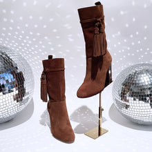 Load image into Gallery viewer, Vince Camuto Brown Suede Boots with Tassels