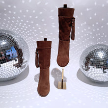 Load image into Gallery viewer, Vince Camuto Brown Suede Boots with Tassels