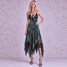 Load image into Gallery viewer, Second Skin — Stevie Lace &amp; Velvet Burnout Hanky Hem Dress