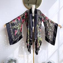 Load image into Gallery viewer, She rules her life like a bird in flight (Black Silk Tropical Paisley Floral Burnout)