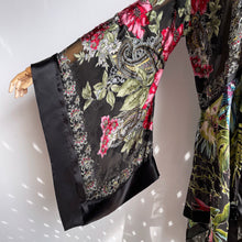 Load image into Gallery viewer, She rules her life like a bird in flight (Black Silk Tropical Paisley Floral Burnout)