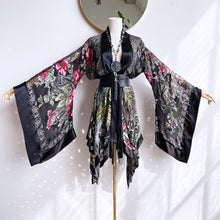 Load image into Gallery viewer, She rules her life like a bird in flight (Black Silk Tropical Paisley Floral Burnout)