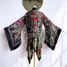 Load image into Gallery viewer, She rules her life like a bird in flight (Black Silk Tropical Paisley Floral Burnout)