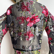 Load image into Gallery viewer, She rules her life like a bird in flight (Black Silk Tropical Paisley Floral Burnout)