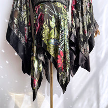 Load image into Gallery viewer, She rules her life like a bird in flight (Black Silk Tropical Paisley Floral Burnout)