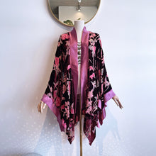 Load image into Gallery viewer, She rules her life like a bird in flight (Merlot Burnout Floral with Mauve + Black)