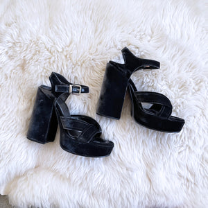 JIL SANDER VELVET PLATFORM SANDALS SZ 7