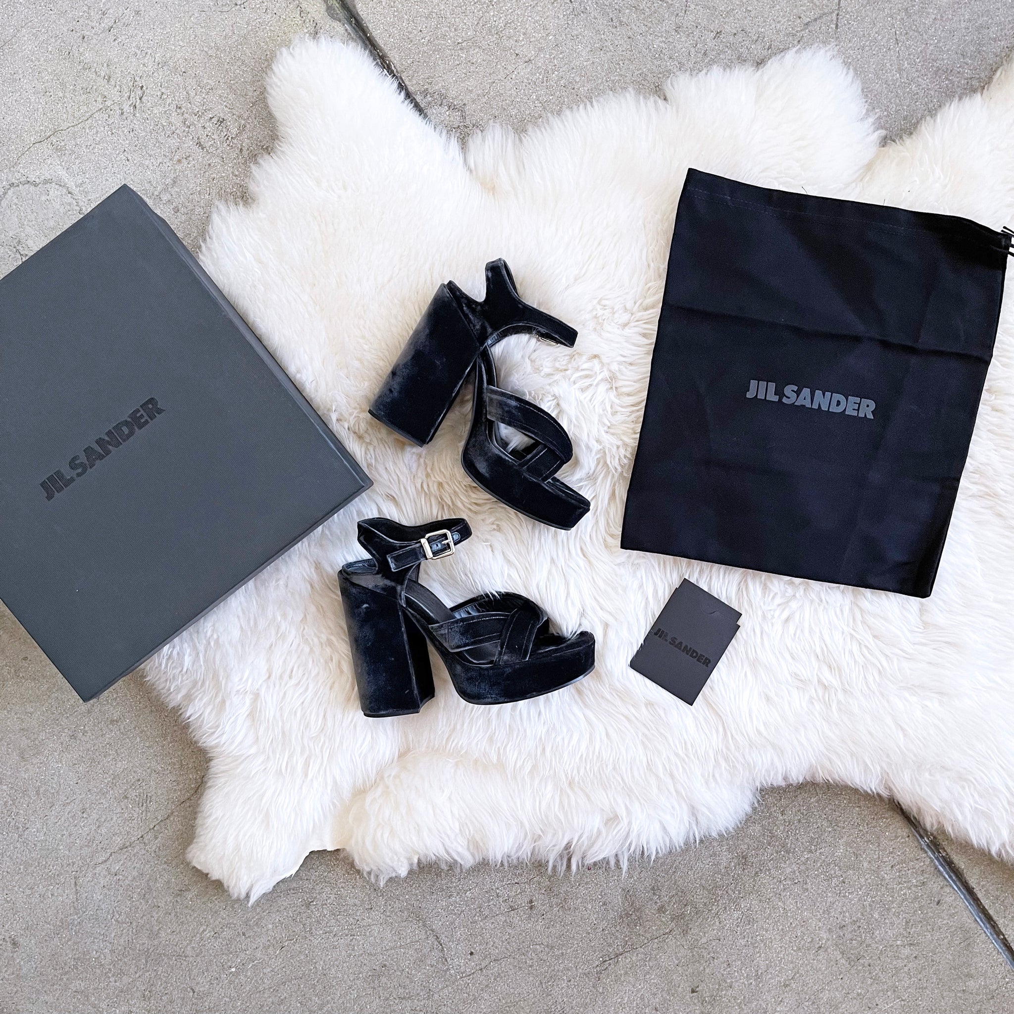 Jil sander velvet platform sandals deals
