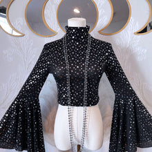 Load image into Gallery viewer, Lady Stardust (Mock Neck Crop Top Extra Long Cascade Sleeve)
