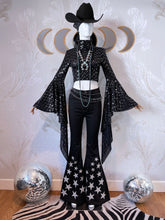 Load image into Gallery viewer, Lady Stardust (Mock Neck Crop Top Extra Long Cascade Sleeve)