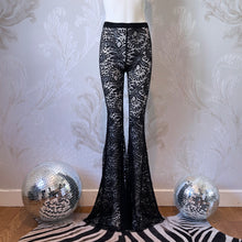 Load image into Gallery viewer, Midnight Muse Black Lace Flares