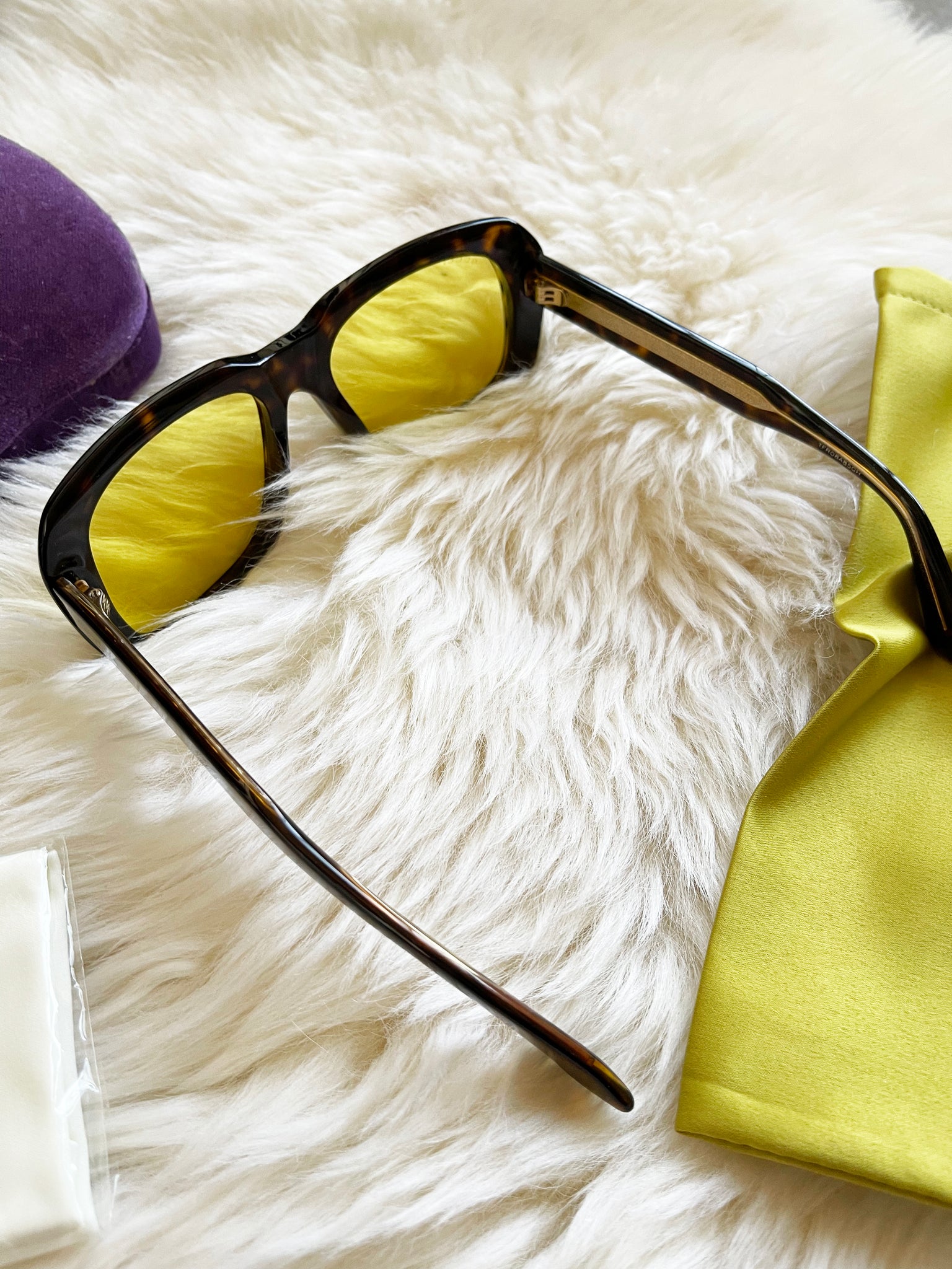 Gucci Oversized Tortoiseshell Yellow Tint Sunglasses girl on a vine