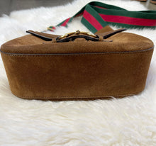 Load image into Gallery viewer, Gucci Lady Web Bag in Brown Suede