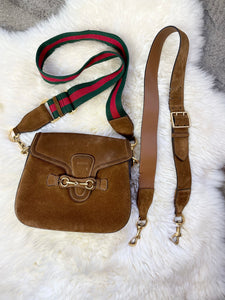 Gucci Lady Web Bag in Brown Suede