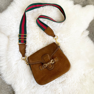 Gucci Lady Web Bag in Brown Suede