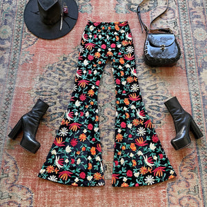 Bohemian Rhapsody (Turq/Orange Embroidered Flares)