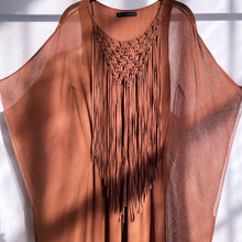 Load image into Gallery viewer, Sheri Bodell SIlk Chiffon Macrame Caftan