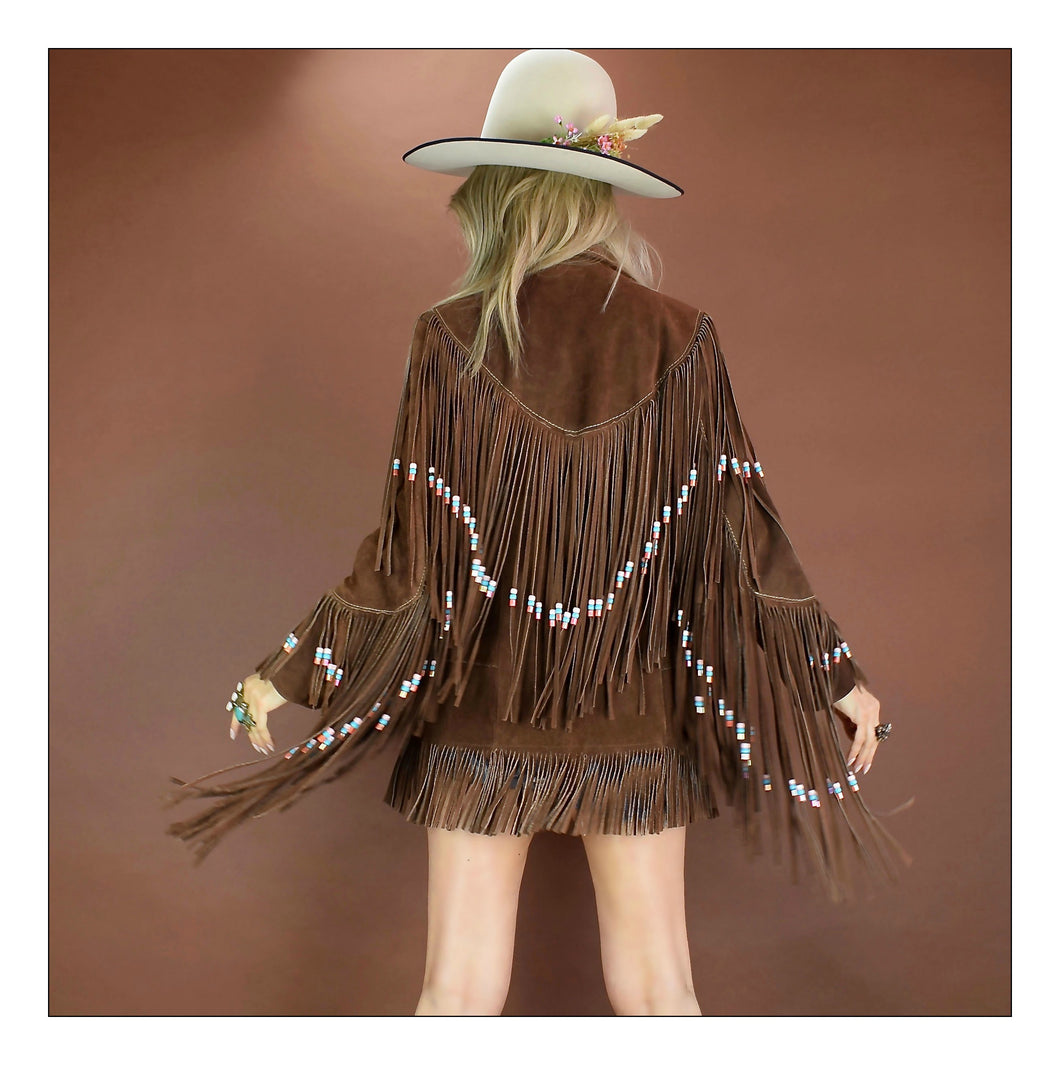 Cowgirl in the Sand (Beaded Chocolate Suede)